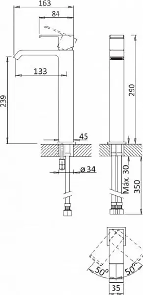 Смеситель Cezares Porta PORTA-LC-NOP для раковины-чаши фото 2