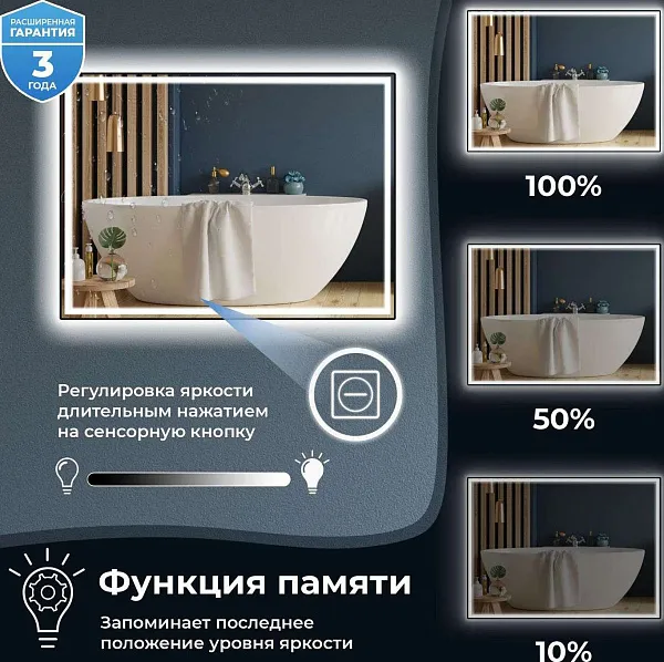 Зеркало Wellsee 7 Rays' Spectrum 50x80 см 172201730 c фронтальной подсветкой фото 5