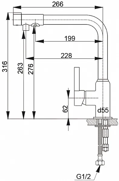 Смеситель Raiber RF6703 для кухонной мойки фото 3