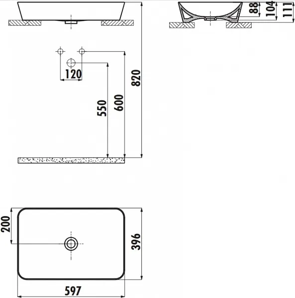 Раковина Creavit Ultra 60 см UL060-00CM00E-0000 фото 3