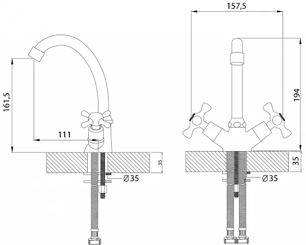 Смеситель Rossinka H H02-62 для раковины фото 2