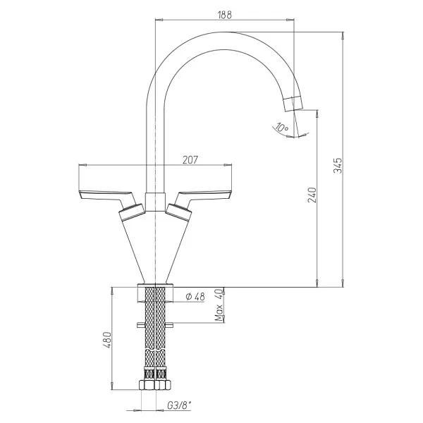 Смеситель для кухонной мойки PAINI Neptune 64CR572NPKM фото 5