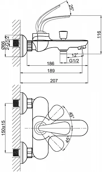 Смеситель D&K Venice Gondola DA1023241 для ванны с душем фото 3