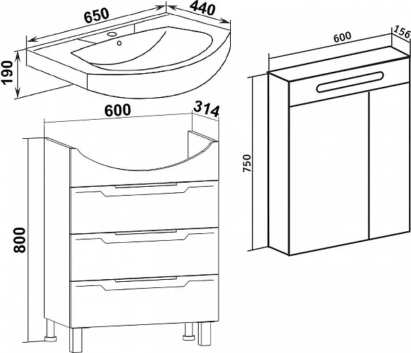 Мебель для ванной Runo Верона 65 напольная фото 11