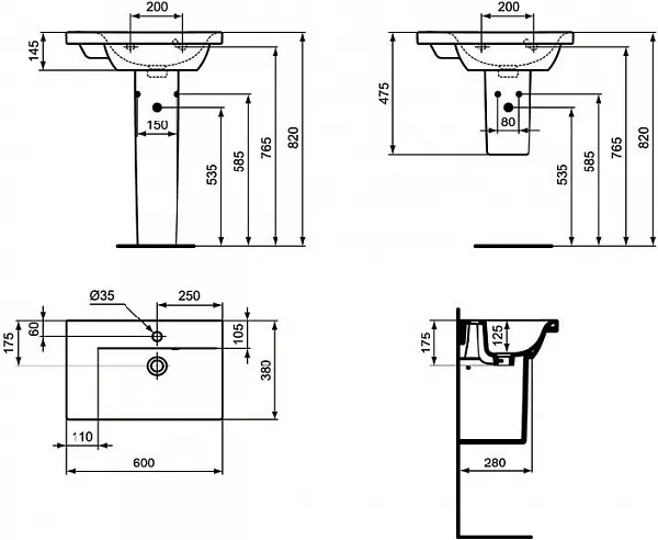 Раковина Ideal Standard Connect Space 60 см E136501 левая фото 5