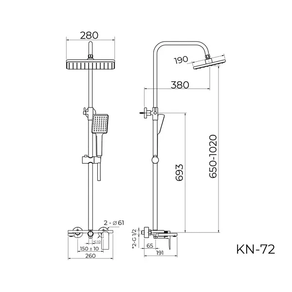 Душевая стойка KNOTLOR VIGOR KN-72/BL фото 3