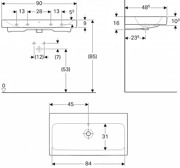 Раковина Geberit iCon 90 см 124093000 фото 7