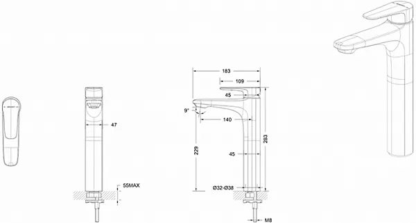 Смеситель Bravat Source Black F1173218BW-A9-ENG для раковины-чаши фото 2