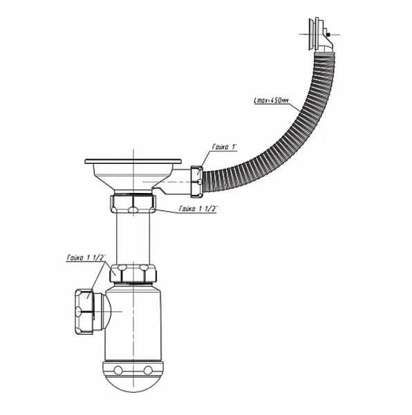 Сифон GranFest СФ-0003 для кухонной мойки фото 2