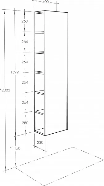 Шкаф-пенал Акватон Сканди 40x160 см белый / тёмное дерево 1A253403SDZ90 фото 4