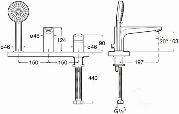 Смеситель Roca Atlas 5A9890C00 на борт ванны фото 2