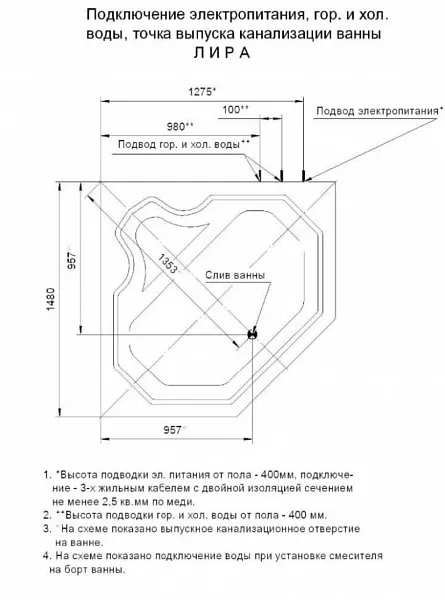 Акриловая ванна Aquatek Лира 150x150 LIR150-0000032 вклеенный каркас фото 8