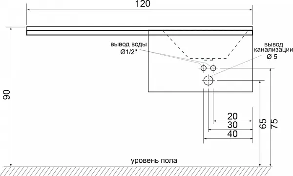 Раковина Цвет и Стиль Персона 120 см НФ-00007670 правая фото 3