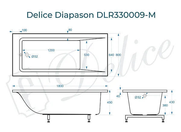 Ванна из искусственного камня Delice Diapason DLR330009-M фото 1
