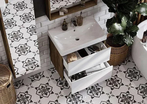 Тумба с раковиной Акватон Сканди 70 темное дерево фото 5