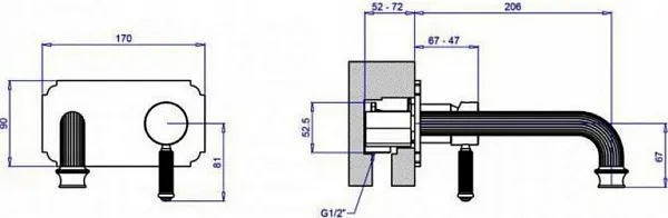 Смеситель Cezares Olimp OLIMP-BLSM2-03/24-L для раковины с внутренней частью фото 2