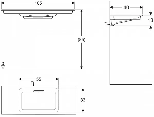 Раковина Geberit One 105 см 500.396.01.2 фото 6