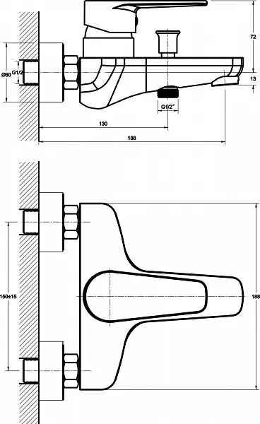 Смеситель Orange Flipo M23-100cr для ванны с душем фото 4