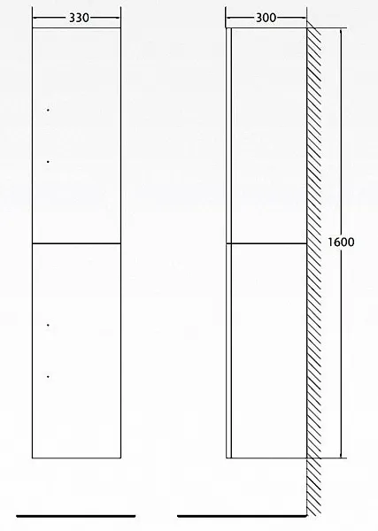 Шкаф-пенал BelBagno Aurora 33x160 AURORA-1600-2A-SC-PB-P-R правый фото 3