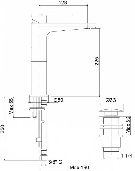 Смеситель Cezares Tirreno TIRRENO-LC-01-W0 для раковины-чаши фото 2