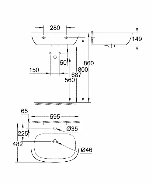 Раковина Grohe Euro Ceramic 60 см 39335000 фото 2