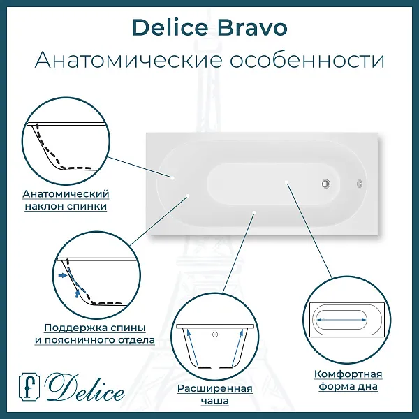 Ванна из искусственного камня Delice Bravo DLR330034R-M фото 2