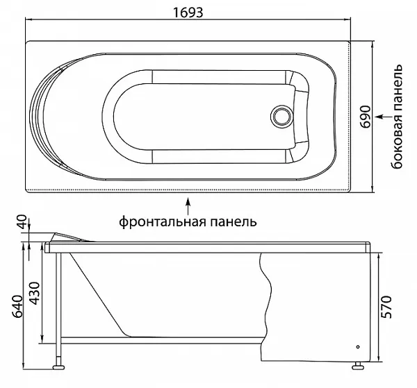 Экран для ванны Aquanet Nord Эко 170 см 176065 фото 2