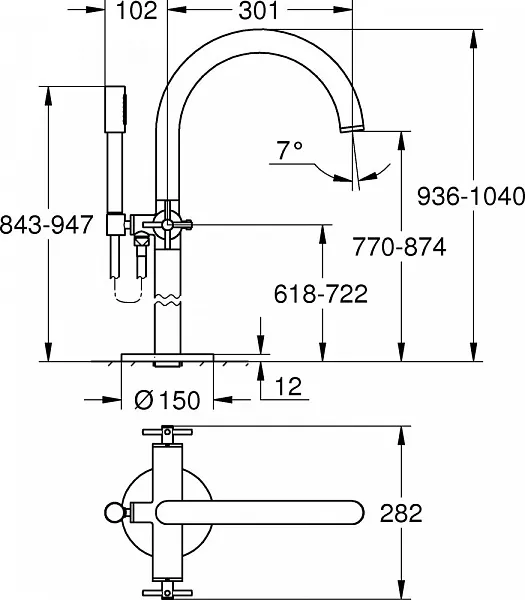 Смеситель Grohe Atrio New 25044DA3 для ванны с душем напольный фото 2