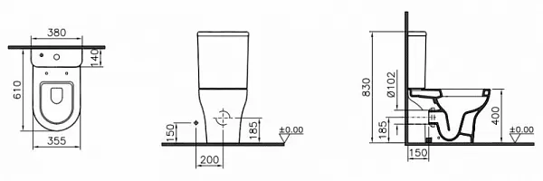 Унитаз-компакт VitrA Zentrum 9012B003-7204 напольный с микролифтом фото 4