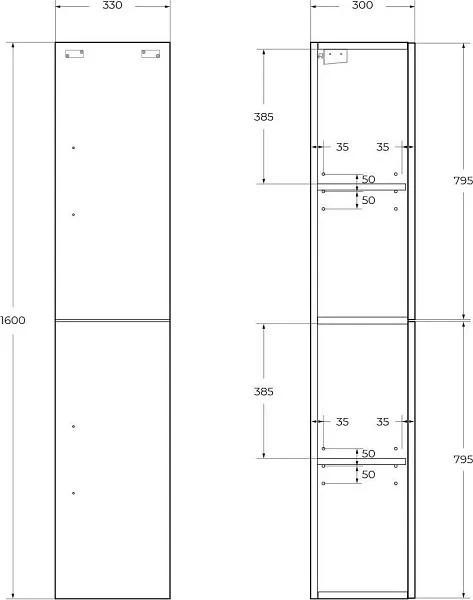 Шкаф-пенал BelBagno Aurora 33x160 AURORA-1600-2A-SC-BL-P-R правый фото 4