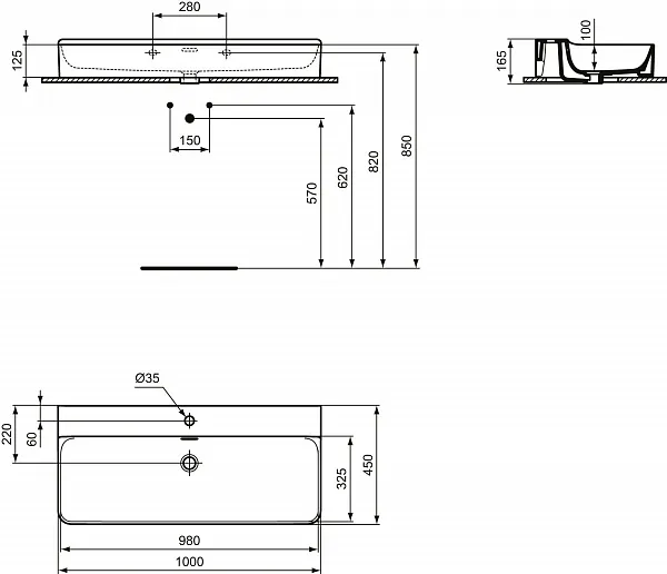 Раковина Ideal Standard Conca 100 см T3693V1 фото 8