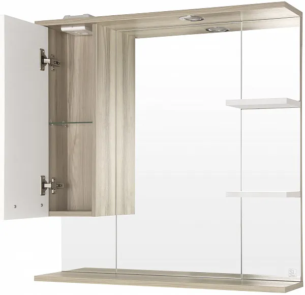Зеркало Style Line Ориноко 80x83 ЛС-00000637 левое с полочкой и подсветкой фото 2