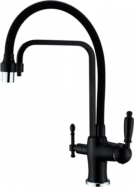 Смеситель ZorG Sanitary ZR 342-6 YF BLACK для кухонной мойки фото 1