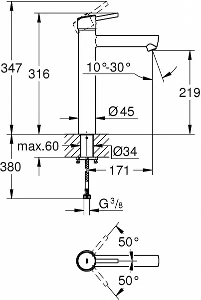 Смеситель Grohe Concetto New 23920001 для раковины-чаши фото 4