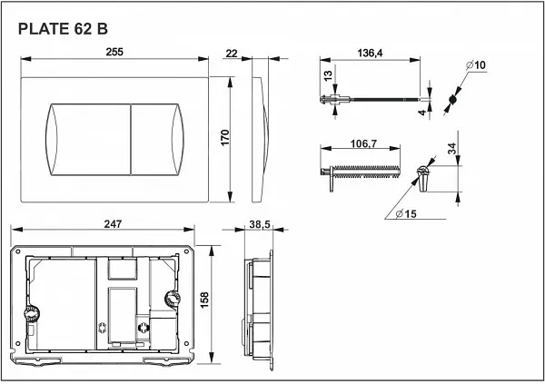 Смывная клавиша для унитазов Roca Active 62B 8901160B2 фото 2