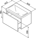 Тумба с раковиной Am.Pm Gem 60 белый глянец, с 1 ящиком фото 6