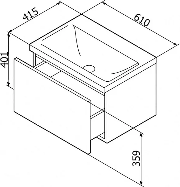 Тумба с раковиной Am.Pm Gem 60 белый глянец, с 1 ящиком фото 6