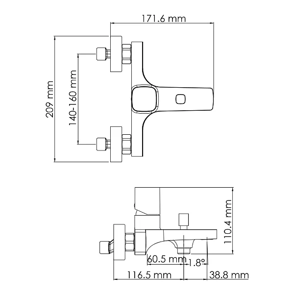 Смеситель WasserKRAFT Naab 8601 для ванны с душем фото 10