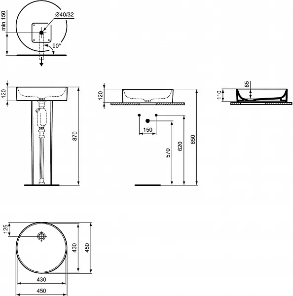 Раковина Ideal Standard Conca 45 см T3696V1 фото 9
