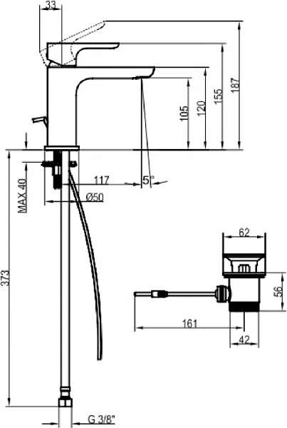 Смеситель Villeroy & Boch O.novo Start TVW10410111061 для раковины с донным клапаном фото 4