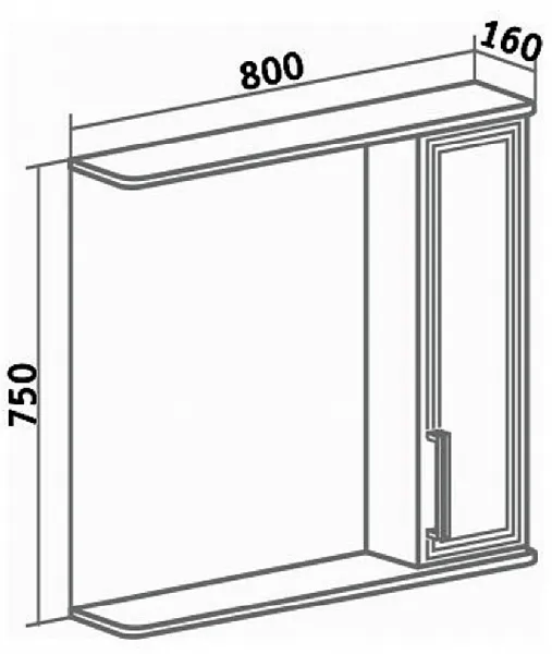 Зеркало-шкаф Runo Олимпия 80х75 УТ000004222 правое с подсветкой фото 6