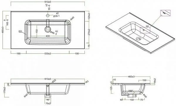 Мебельная раковина BelBagno Bb 91 BB900ETL фото 2