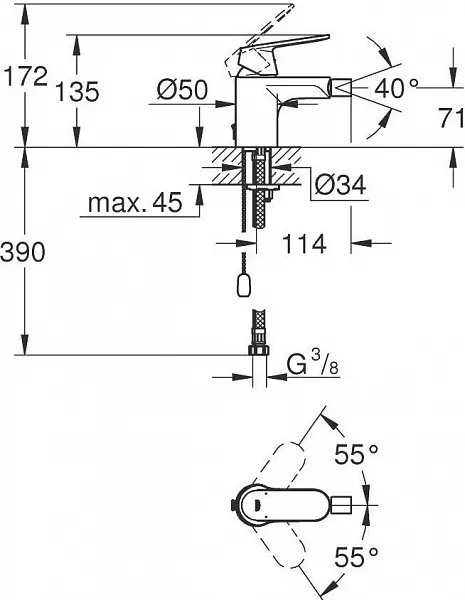 Смеситель Grohe Eurosmart Cosmopolitan 32840000 для биде фото 2