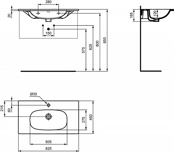 Раковина Ideal Standard Tesi Vanity 83 см T350901 фото 5