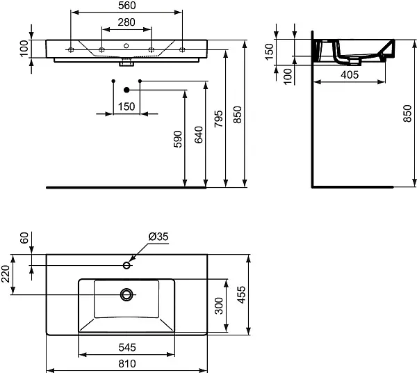 Раковина Ideal Standard Strada 81 см K078801 фото 3
