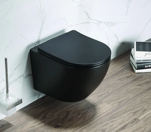 Унитаз Azario Grado AZ-0046-MB SP подвесной безободковый с сиденьем микролифт фото 2