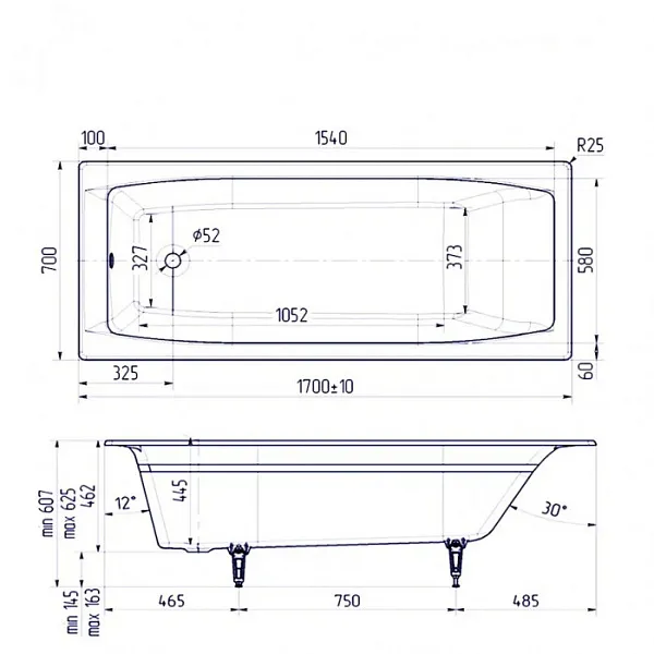 Ванна чугунная Delice Repos 170x70 DLR220508R с ручками фото 2