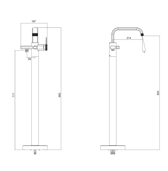 Смеситель для ванны с душем Wonzon & Woghand TETRA WW-841220-BRG фото 1