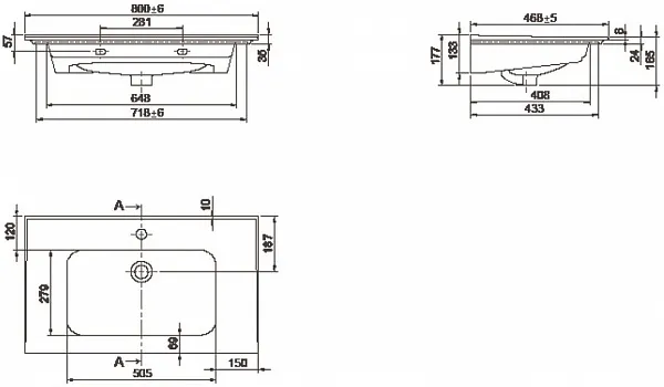 Раковина CeraStyle Blue 80 см 042300-u-01 фото 3