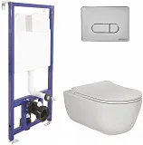 Унитаз безободковый с инсталляцией и кнопкой смыва Berges Wasserhaus Novum D3 043201 фото 1